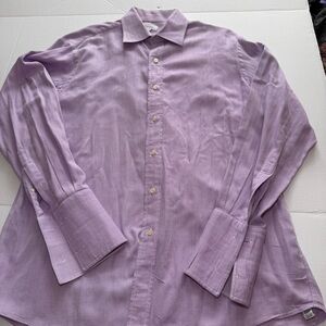 Barneys New York Lavender Herringbone Dress Shirt